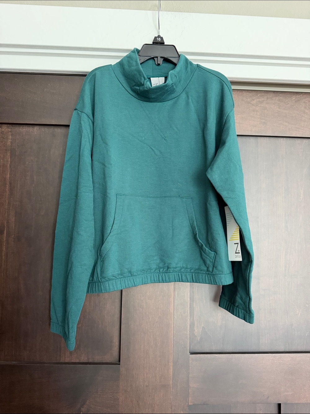 Z by Zella Girl Mock Neck Pullover Hoodie in Hunter Green size Medium